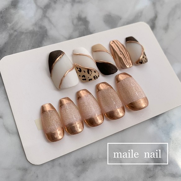 秋のアシンメトリーネイル ネイルチップ（つけ爪） maile_nail 通販