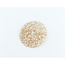 "tusbu-tsubu" gold brooch with peal beads 第1張的照片