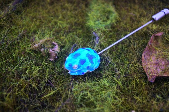 【銀景泰藍】藍蛙帽針（斑紋） 第1張的照片