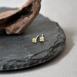 手製天然黃色電氣石(碧璽)耳釘耳環 // 天然寶石 // 十月份生日石 第1張的照片