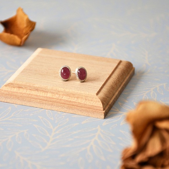 手製天然粉紅電氣石(碧璽)耳釘耳環 // 天然寶石 // 十月份生日石 第1張的照片