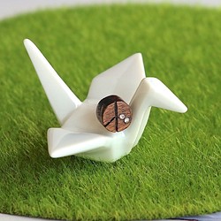 手工木製耳環 純銀耳針  “和平"  單個 禮物訂製 第1張的照片
