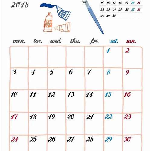 月曜始まり18年カレンダー クリップ付き カレンダー Qk 通販 Creema クリーマ ハンドメイド 手作り クラフト作品の販売サイト