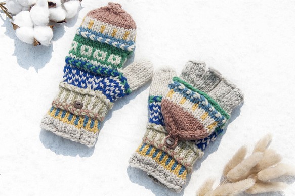 情人節禮物 母親節禮物 交換禮物 聖誕禮物 生日禮物 手織純羊毛針織手套/可拆卸手套/內刷毛手套/保暖手套-北歐費爾島 第1張的照片