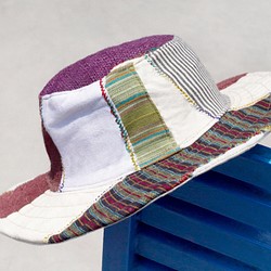 麻の帽子手織り綿の帽子/ニット帽/帽子/バイザーの民族のモザイク - 日本の国家風の手織りコットン（1を制限します） 1枚目の画像