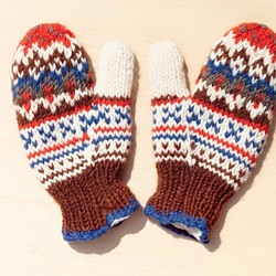 Wool gloves 針織純羊毛保暖手套 / 羊毛手套 / 露趾手套 / 內刷毛手套- 森林風北歐費爾島圖騰nepal 第1張的照片