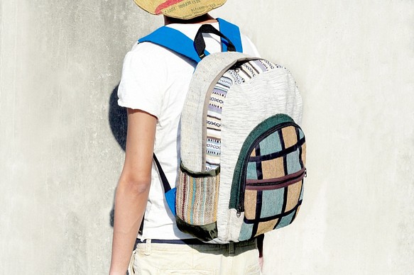 限量手工拼接設計後背包 / 肩背包 / 登山包 - 綠洲與沙漠旅行風 ( 限量一件 )Hemp bag 第1張的照片