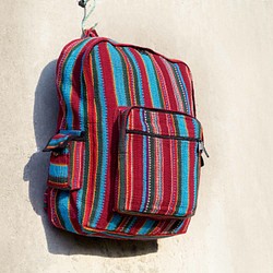 フェアトレードをバックパック後の不織布バッグのハンドル手織りエスニック平方 - ブルーマジック（1のみ）民族バッグ 1枚目の画像