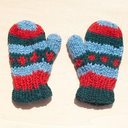 聖誕節禮物 限量一件針織純羊毛保暖手套 / 兒童手套 / 童手套 / 內刷毛手套 / 針織手套 / 拳擊手套-清新森林 第1張的照片
