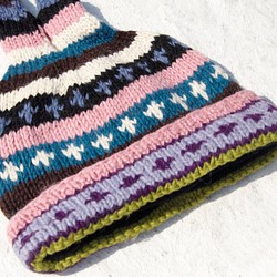 聖誕節 wool hat 手工針織純羊毛帽 / 手工內刷毛毛帽 / 針織毛帽 / 精靈毛帽 / 毛線帽 - 東歐粉色色調 第1張的照片