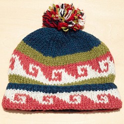 wool hat手工編織純羊毛帽/ 編織帽 / 針織毛帽 / 內刷毛手織毛帽 / 毛線帽 - 森林色系 東歐風幾何圖案 第1張的照片