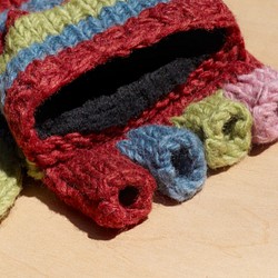 ピュアウール手織りのウールニット手袋/取り外し可能な手袋/暖かい手袋（ネパール製） - 北島王Feierトーテム虹色のキャンディ 1枚目の画像