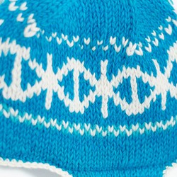 wool hat 手工編織純羊毛帽 / 飛行毛帽 / 針織毛帽 / 手工毛帽 / 毛線帽 - blue 藍色天空格紋圖騰 第1張的照片