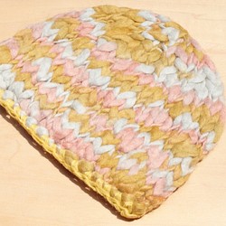 限定キャップ純粋なウールの手織り/ニット帽子/キャップニット/織キャップ手の毛/ウールキャップ - ピンクのウールキャップウール 1枚目の画像