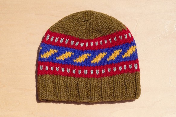 手織りの純粋なウールの帽子/ニットキャップ/剛毛手織りキャップ/（ネパール製）ウールキャップ - 南の風のトーテムwoolhat ニット帽