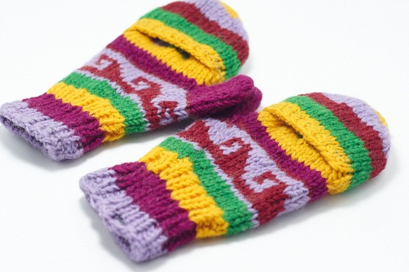 / 手織純羊毛針織手套 / 可拆卸手套(made in nepal) - 熱帶雨林色系 wool gloves 第1張的照片