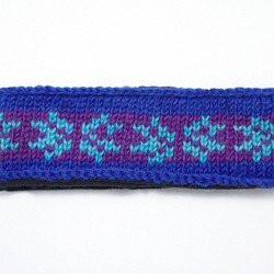/ 手工羊毛編織繽紛髮帶/ 純羊毛編織髮帶- 藍紫色圖騰 ( 手工限量一件 )wool headband 第1張的照片