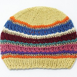 手工編織帽 / 手織棉麻帽 / 手織漁夫帽 / 棉線帽 (made in nepal) - 黃色太陽cotton hat 第1張的照片