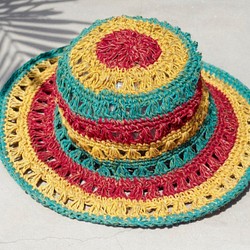 限量一件 手工棉麻帽 / 漁夫帽 / 遮陽帽 / 草帽 - 鏤空水果西瓜色 第1張的照片