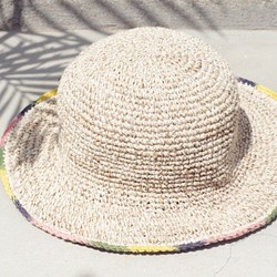 限定版の手織りコットンキャップ/帽子/バイザー/帽子 - 日勾配織りカラフルな麻の帽子 1枚目の画像