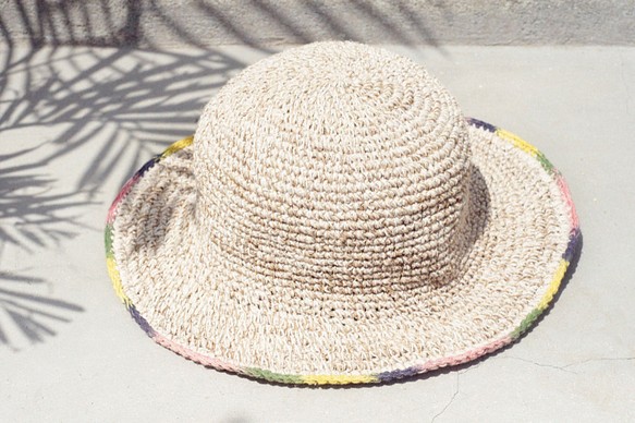 限定版の手織りコットンキャップ/帽子/バイザー/帽子 - 日勾配織りカラフルな麻の帽子 1枚目の画像