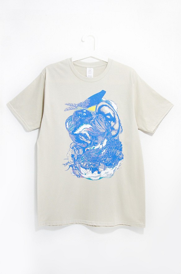 メンズフィットコットンイラストTシャツ/ Tシャツ/デザインTシャツ - オーシャンジャーニー（S / M / L / XL） 1枚目の画像