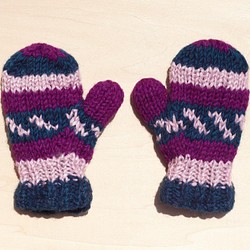 聖誕禮物 限量一件針織純羊毛保暖手套 / 兒童手套 / 童手套 / 內刷毛手套 / 針織手套 / 拳擊手套 - 紫羅蘭色 第1張的照片