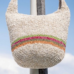 限定手織り綿編みサイドバックパック/ショルダーバッグ/ハンドバッグ/クロスボディバッグ/織物バッグ/クロセットバッグ/コットンバ 1枚目の画像