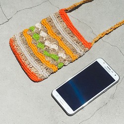 手織りの天然コットン電話袋/携帯電話ケース/ショルダーバッグ/バッグ/バッグの限定版 - カラフルな森林のカラーフェアトレード 1枚目の画像