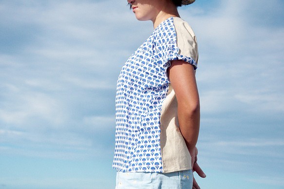 限定版手作りの木版画の綿シャツ/インド綿のシャツ/ワイド手織りシャツ/エスニックトップス/ blockprintワイドブラウス 1枚目の画像