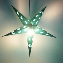 クリスマスギフト手作り限定手作り紙スターライト/スターライト/スターライト/折り紙ライト/ナイトライト-月明かりの下の緑の星 1枚目の画像