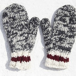 交換禮物 聖誕市集 限量一件 針織純羊毛保暖手套 / 全套手套 / 內刷毛手套 / 針織手套 - 簡約混色 麻花灰 第1張的照片