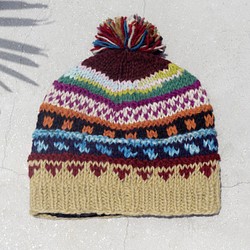 クリスマスの贈り物手織りの純粋なウールの帽子/ニットキャップ/内側毛手織りキャップ/ウールキャップを制限する - 暖かい南米国家 1枚目の画像