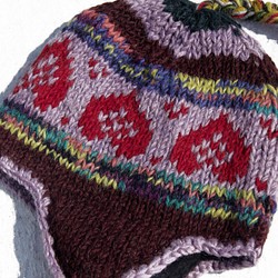 聖誕禮物 交換禮物 創意禮物 限量一件 手工針織純羊毛帽 / 手工內刷毛毛帽 / 針織毛帽 / 飛行毛帽 / 毛線帽-紫 第1張的照片