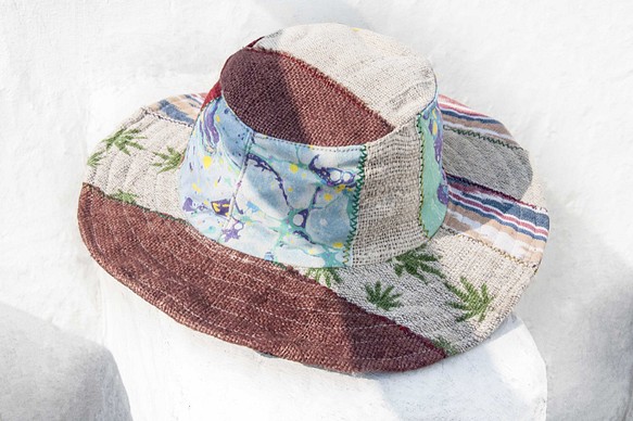 中国のバレンタインデーの贈り物手織りの綿の帽子の漁師の帽子バイザーのキルトの帽子手作りのキャップ国民の風ステッチング綿とリネンキ 1枚目の画像