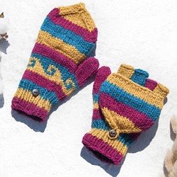 母親節 情人節禮物 新年禮物 民族風 森林系 聖誕禮物 手織純羊毛針織手套/可拆卸手套/內刷毛手套/保暖手套-復古西班牙 第1張的照片