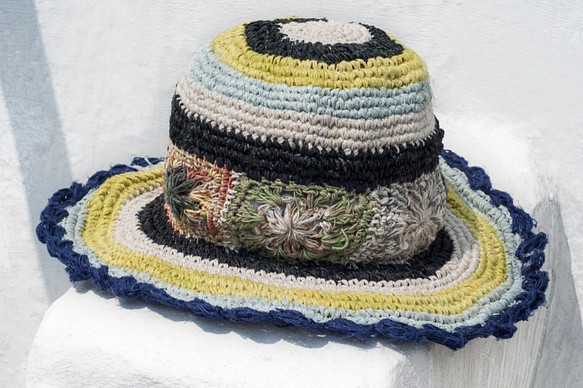 クリスマスギフト母の日ギフトバレンタインデーギフト交換ギフト卒業式ギフト手織りの綿と麻の帽子織り帽子漁師の帽子太陽の帽子麦わら帽 1枚目の画像