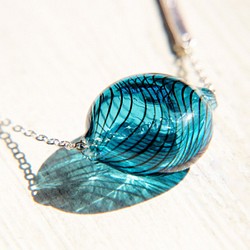 聖誕禮物 Glass necklace / 簡約感 / 法式條紋口吹玻璃項鍊 短鏈 長鏈 - 深海 deep blue 第1張的照片