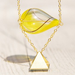 Simple Design / 幾何風 / 法式條紋口吹玻璃項鍊 短鏈 長鏈 鎖骨鍊 - 暖陽下的埃及金字塔 第1張的照片