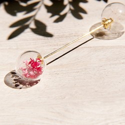 ガラスアクセサリー森林植物相黄金のブローチピン平野ガラス球 - 赤い花ピンク+ +タンポポ星の森 1枚目の画像