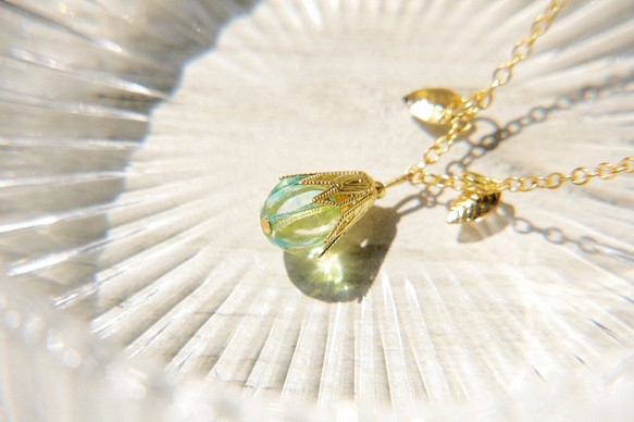 glass necklace / 森林系 / 法式黃銅項鍊 短鏈 長鏈 - 漸層的盛夏果實 green fruit 第1張的照片