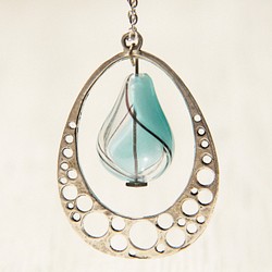 glass necklace 情人節 / 幾何風 / 法式條紋口吹玻璃項鍊 短鏈 長鏈 - 純淨水滴 blue drop 第1張的照片