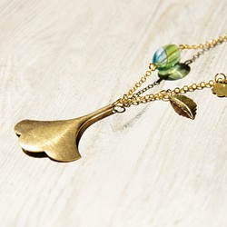 brass necklace 情人節禮物 / 植物系 / 法式黃銅項鍊 鎖骨鍊 短鍊 長鍊 - 森林銀杏葉片 leaf 第1張的照片