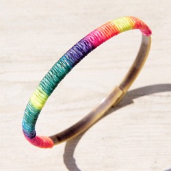 colorful bracelet 情人節禮物 / 簡約感 / 法式古銅手環 手鐲 手鍊 - 彩虹漸層色蠶絲蠟線 第1張的照片