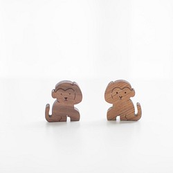 客製化姓名禮物原木淺色造型木片 - 小猴monkey 第1張的照片