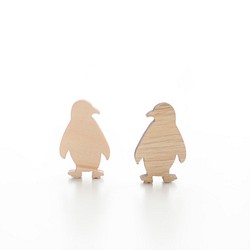 客製化姓名禮物原木淺色造型木片 - 企鵝 第1張的照片