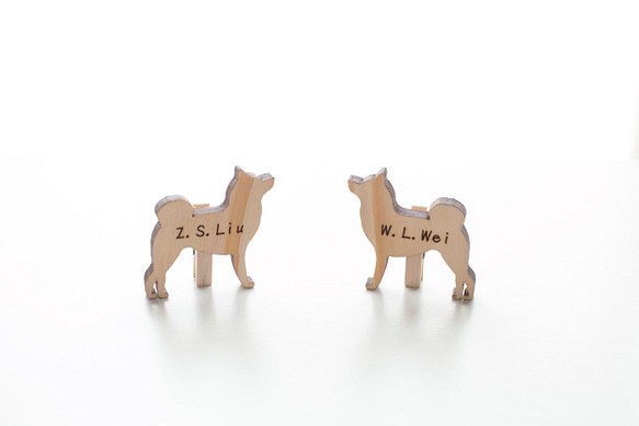 客製化姓名禮物原木淺色造型木片 - 柴犬 第1張的照片