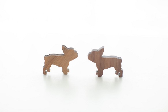 客製化姓名禮物原木深色造型木片 - 法國鬥牛犬 第1張的照片