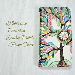 銷售iPhoneSE / 5 / 5S♡新鮮的綠色開花的樹筆記本類型案件 第1張的照片
