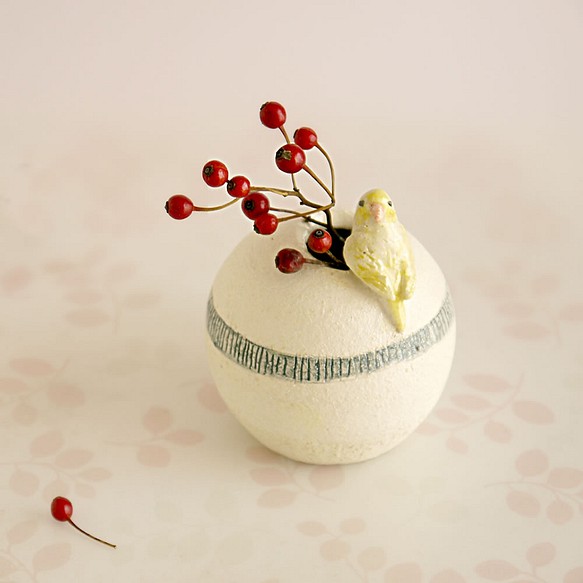 黃虎皮鸚鵡圓形花瓶（小鳥對象） 第1張的照片